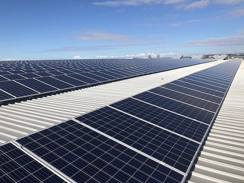 Image of solar panels on a commercial solar building